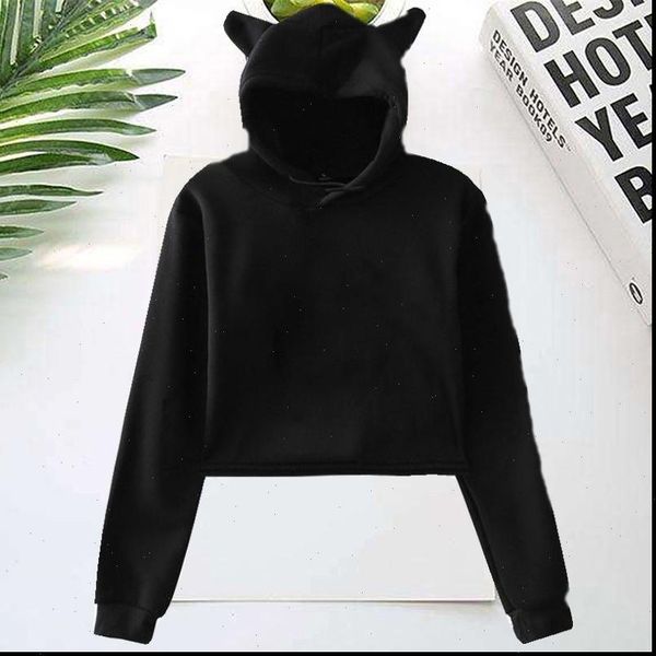 

fashion short hoodies for women autumn custom streetwear sweatshirt custom harajuku hooded pullovers for girls dropshipping, Black