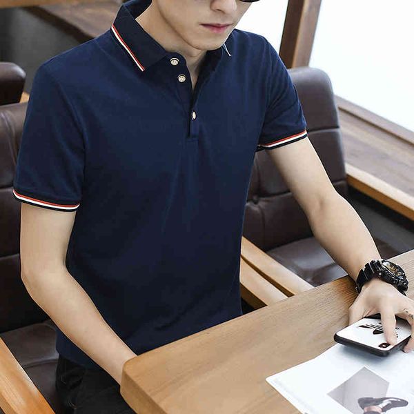 

men's t-shirts brand new cotton business polo shirt short sleeve slim casual solid color shirts for male tees clothing 4xl cx, White;black