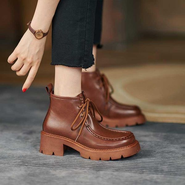 

boots mordoan genuine cow leather 2021 autumn women's flat heel round head ankle for women, Black