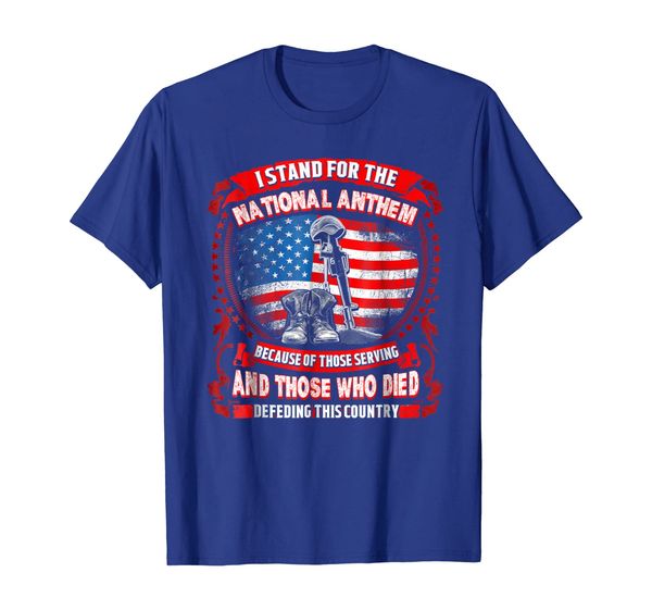 

i stand for the national anthem - veteran's day t-shirt, White;black