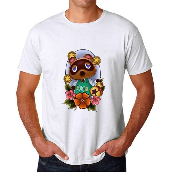 

fashion vintage japan gaming mens t shirts animal crossing summer harajuku short sleeve white male camiseta clothes, White;black