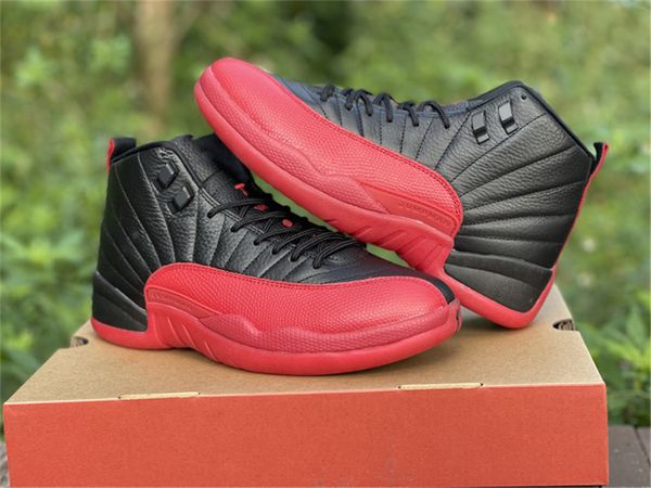 

authentic 12 high flu game men shoes black varsity red outdoor sports sneakers with original box size 40-47