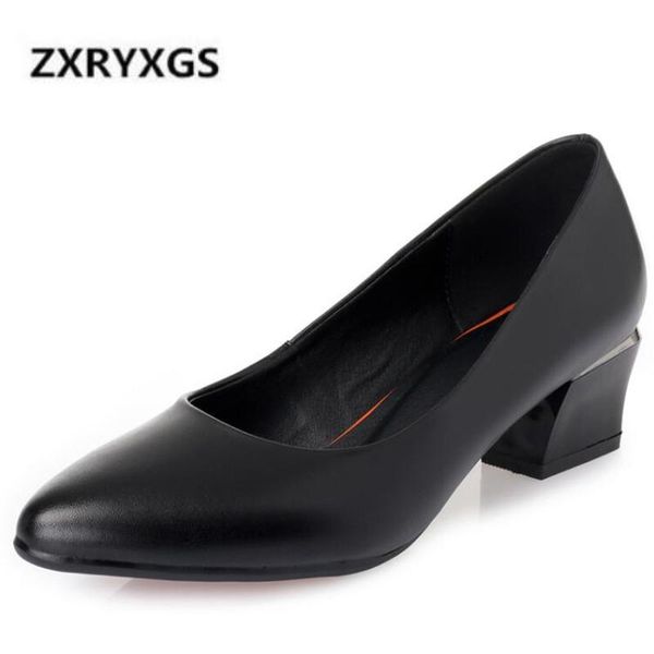

dress shoes 2021 spring fashion cow leather woman pointed shallow mouth women high heel non-slip breathable wild work, Black