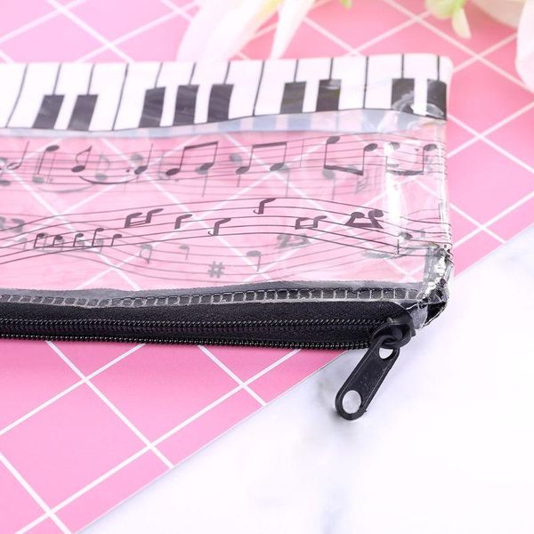 

pencil bags music note piano keyboard case plastic transparent pen bag student gift