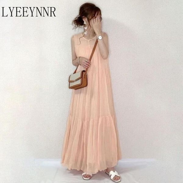 

casual dresses lyeeynnr dress women japan style sleeveless o-neck high waist female summer 2021 fashion a line vestidos, Black;gray