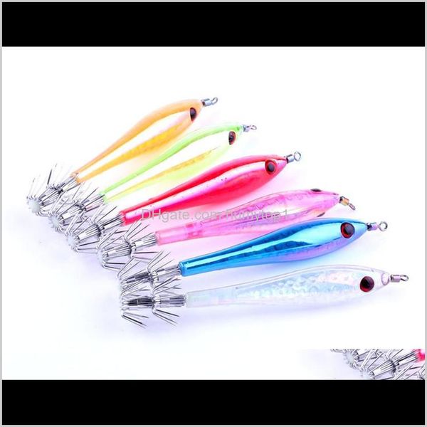 

luminous squid jigs hard bait 6g 9.5cm artificial prawn jigging lure stainless steel hooks cuttlefish ocs baits ele3b xglu3