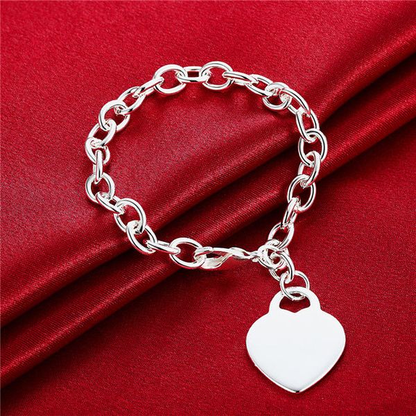 

heart shape 925 silver plate bracelets size 8 inchs dmsb268,fashion sterling silver plated bracelet jewelry charm bracelets, Golden;silver