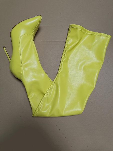 

boots yellow over the knee tall thin high heels, Black