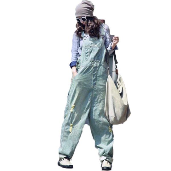 

women's jumpsuits & rompers loose ripped denim jumpsuit women one piece streetwear harajuku hip hop womens jean overalls 50c0033, Black;white
