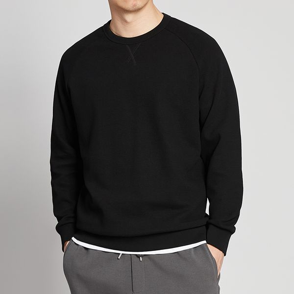 

mens sweatshirt hip hop fashion panalled long sleeve pullovers 3 colors russian letters printing ribbed crew neck sweatshirt, Black