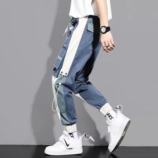 

men's pants cargo mens high street streetwear joggers casual harem ankle length elastic waist black male fashion trousers