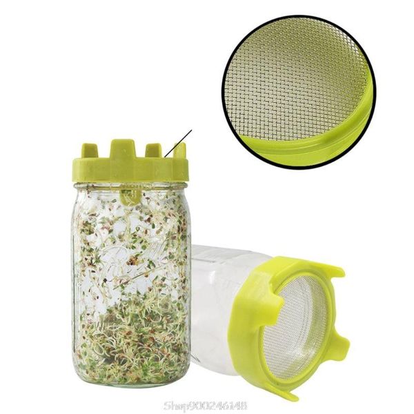 

planters & pots plastic sprouting lid with stainless steel screen mesh cover cap for 86mm wide mouth mason sprout jars s10 20 dropship