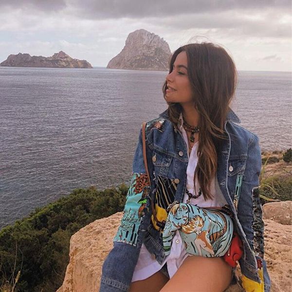 

women's jackets yamdi boho jacket autumn wintage cartoon pattern embroidery denim coat outerwear for women 2021 winter, Black;brown