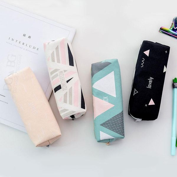 

pencil bags school supplies concise style fashion student canvas high-capacity pen bag cute stationery