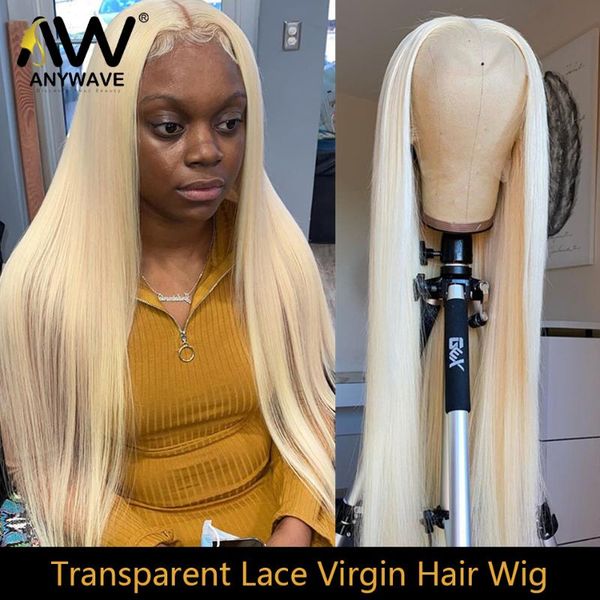 

lace wigs 613 blonde virgin hair 28 30 inch straight 13x6x1 transparent closure wig front human for black woman pre plucked, Black;brown