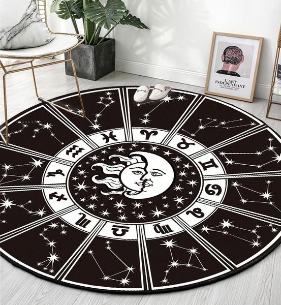 

carpets fashion personality black and white line constellation star chart round living room bedroom anti slip mat carpet