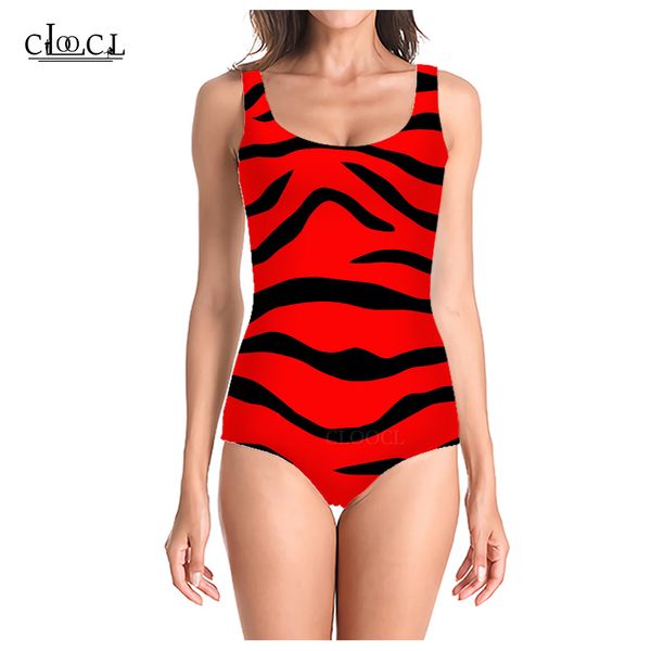 

cloocl zebra pattern red 2021 summer new fashion 3d print women sleeveless swimsuit cosplay swimsuits beach one piece swimwear, White;black