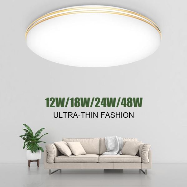 

ceiling lights led 12w/18w/24w/48w ac 220v modern lighting fixture flush mounted double gold wire lamp living room bedroom