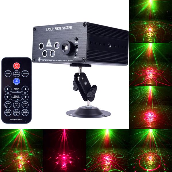 

2021 new ac 100-240 v mini stage disk lamp party dj disco light 7 holes 120 sound standards led projector lights ggti