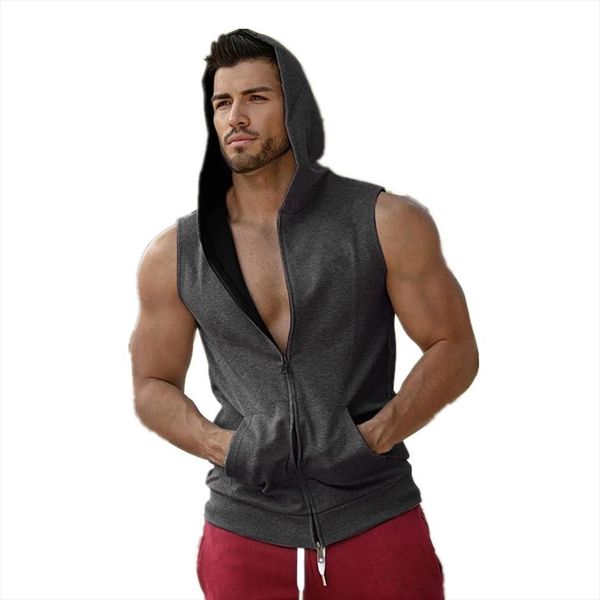 

fashion cotton sleeveless male men shirts hoodies tank mens fitness shirt singlet bodybuilding workout gym vest, White;black