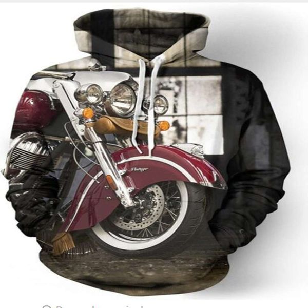 

new motorcycle machinery 3d printing pullover hooded sweater tt461, Black