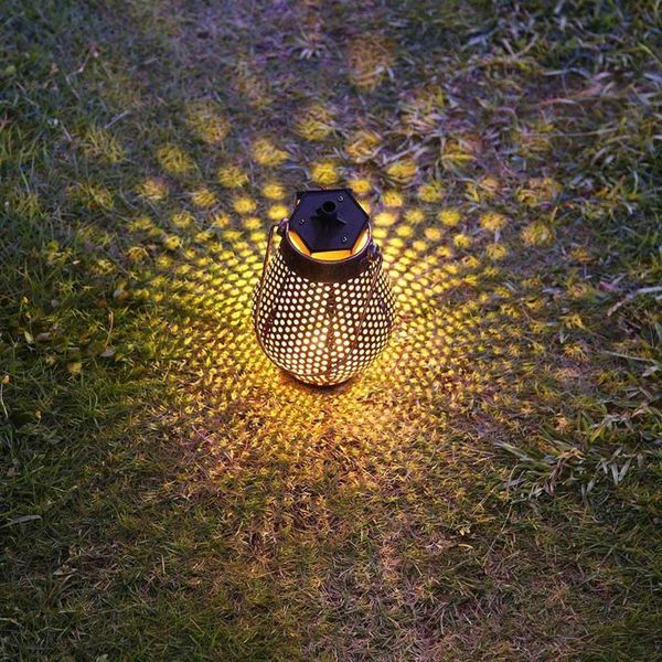 

solar power led lantern garden yard lawn hanging lamp jar iron art optically controlled induction outdoor projection light