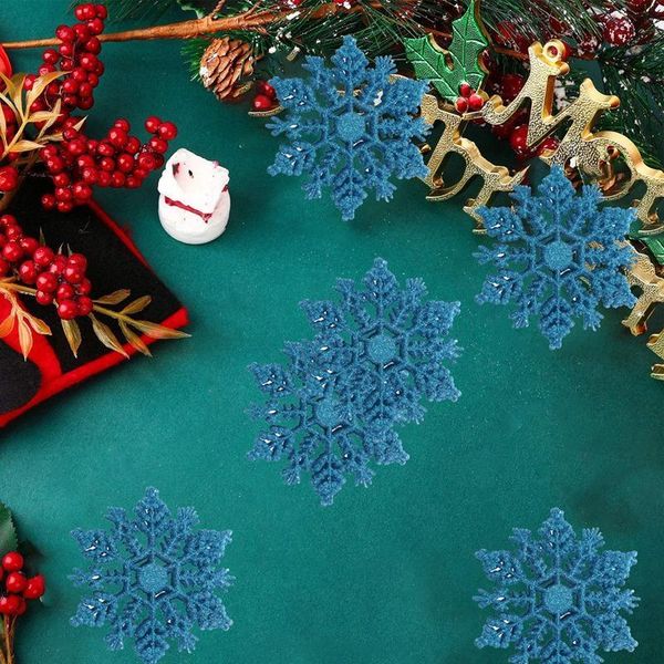 

factory outlet christmas decoration christmas decorations 24pcs snowflake ornaments glitter snowflakes hanging crafts for tree party (blue)