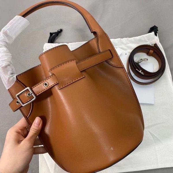 

evening bags the latest brown leather handbag in autumn and summer of 2021, with drawstring closed design, is fashionable, casual col