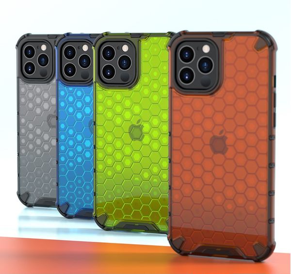 

100pcs wholesale honeycomb phone case for iphone xs max xr x 7 8 6 plus se2 armor clear shockproof case for i 12 mini 11 pro max