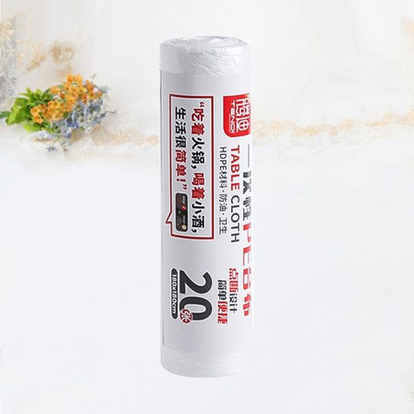 

table cloth 1 roll/20pcs disposable tablecloth thin film covers dinner decor (white, 180x180cm)