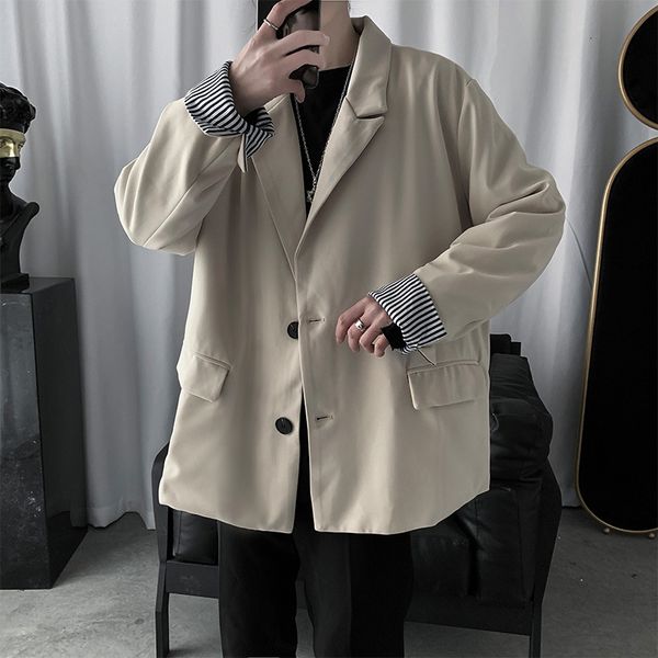 

men's suits & blazers ternos masculinos soltos estilo britÃ¢nico, blusas de single-breasted retrÃ´, roupas urbanas masculinas, moda diÃ¡ri, White;black