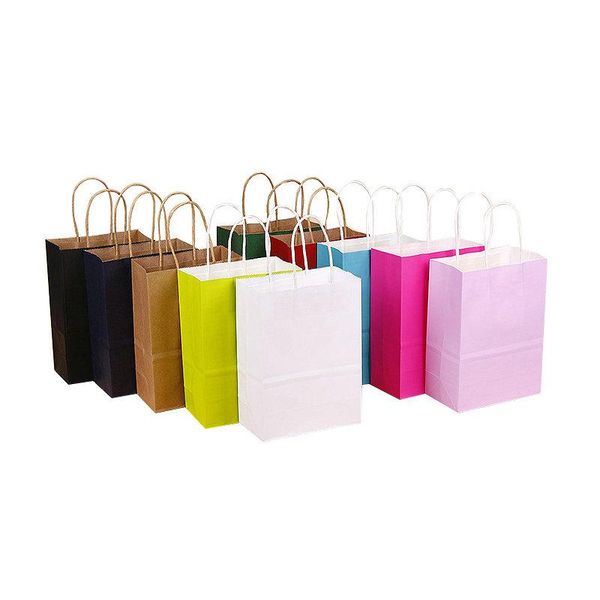 

gift wrap 10pcs/lot kraft paper bag with handle small packages brown christmas wedding party packing bags 21x15x8cm #t20