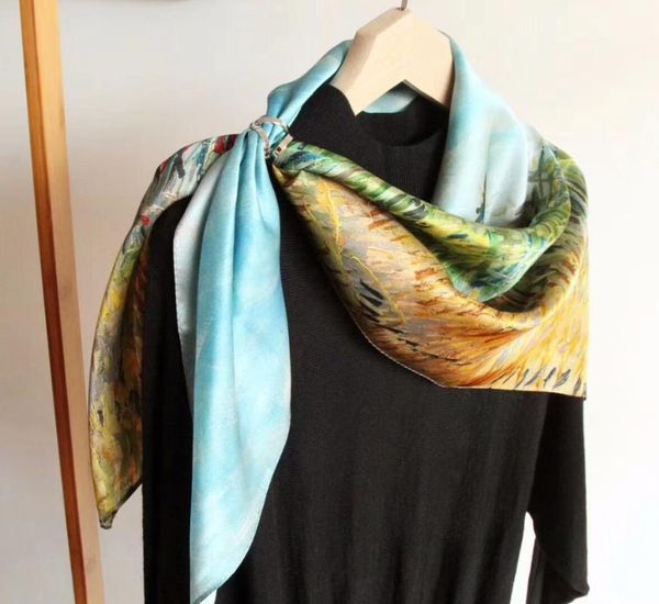 

scarves [slkscf] 90x90cm large square real silk scarf shawl 100% satin scarfs women's handkerchief, Blue;gray