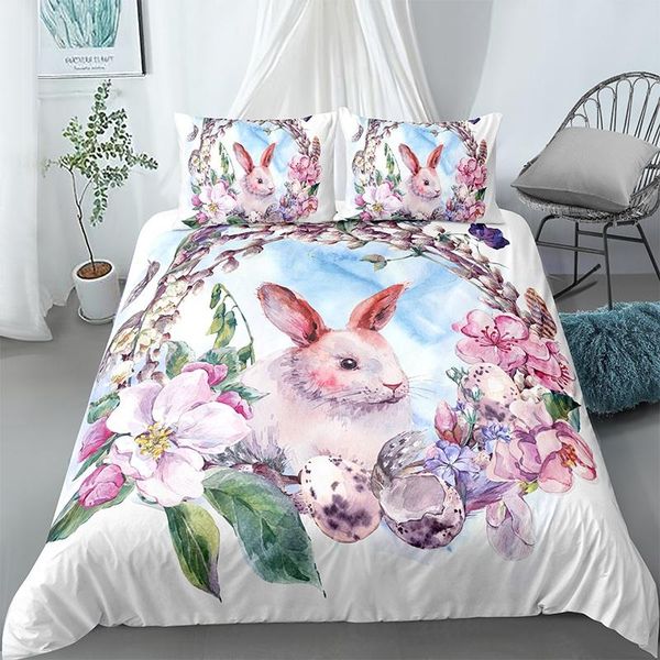 

bedding sets easter duvet quilt cover 3d cartoon printed set pillowcase 2/3pcs for home bedroom cute bed linen drop