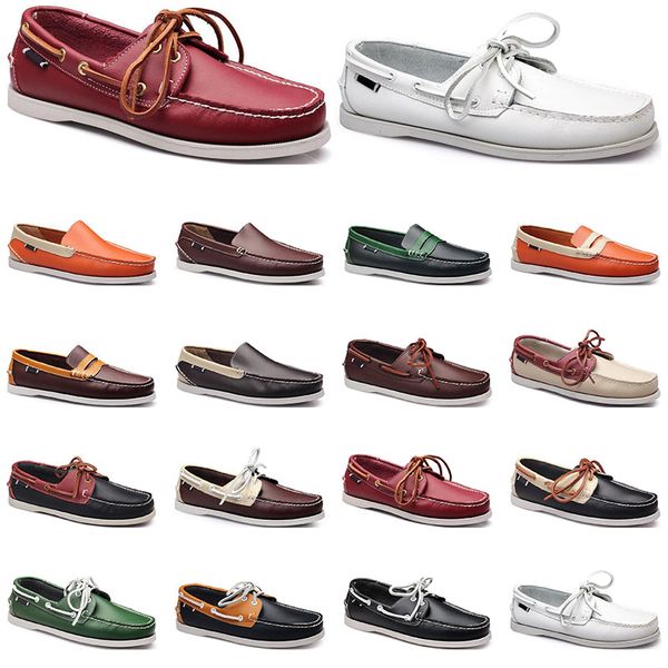 

203 womens sneakers sailing shoe mens casual leather shoes black white red green orange brown outdoor trainers size 38-45