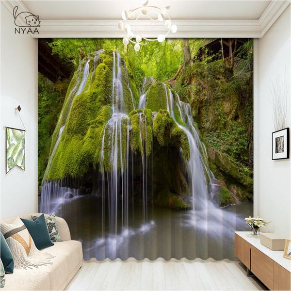 

3d natural waterfall curtain garden modern white curtains for living room luxury decoration curtains for the set micro shading