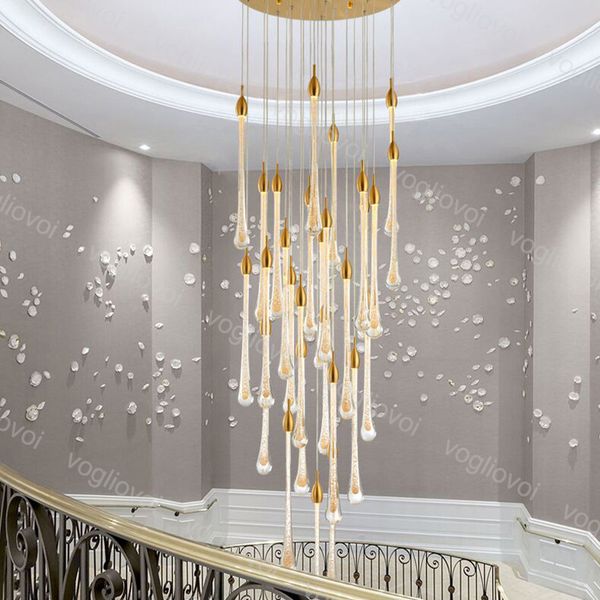 

crystal chandelier lighting glass ball with golden bubble 85-265v 3500k 6500k for indoor stair bar droplight living room corridor l lobby dh