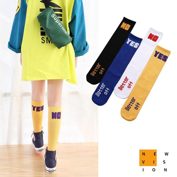 

socks cotton letters children sock for baby girls knee high fashion asymmetry child long over girl, Pink;yellow