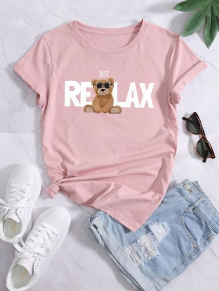 

bear and letter graphic tee c3zg#, White