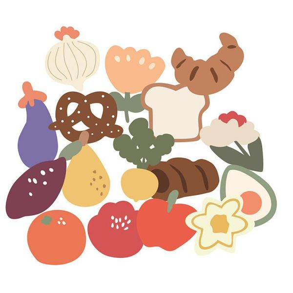 

gift wrap 16pcs/pack nordic style bread vegetable fruit pvc stickers diy scrapbook decor mobile phone tablet helmet car