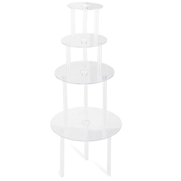 

baking & pastry tools cake stand plate 4 reusable supports with 12 plastic dowel rods for multi-tier decoration