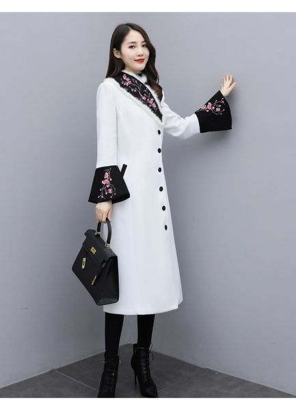 

casual dresses women's pyjtrl embroidered wool coat od9e, Black;gray