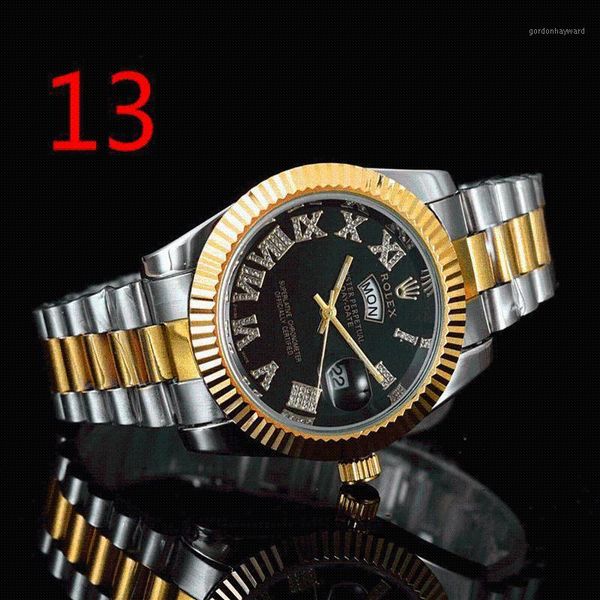 

wristwatches fashion men's luxury designer watch quartz classic black steel band calendar business brand gifts 067, Slivery;brown