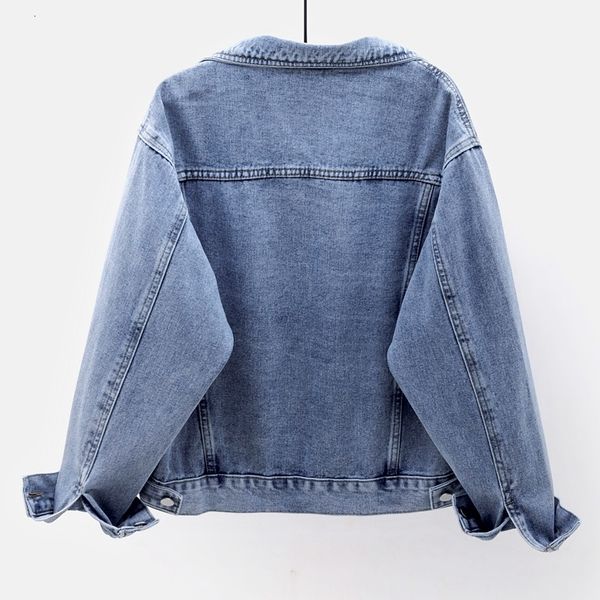 

spring fashion short women korean vintage washed letter big pocket long sleeve jeans jacket female slim denim coat h1fz, Black;brown