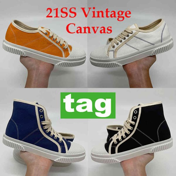 

21ss vintage canvas high low casual shoes black white pink deep blue women shoe shopping wedding party platform sneakers 35 yemianbu