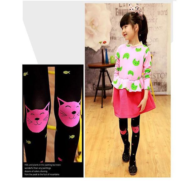 

footies children's spring autumn thin breathable model tights cartoon jacquard kitten fishing impervious meat bottoming tight, Blue