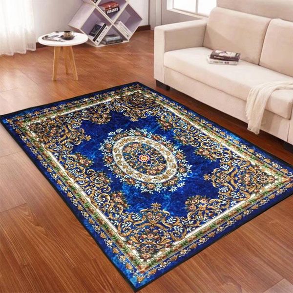 

carpets persian rug dark blue carpet for living room 3d european style retro bedroom area morocco sofa coffee table floor mat