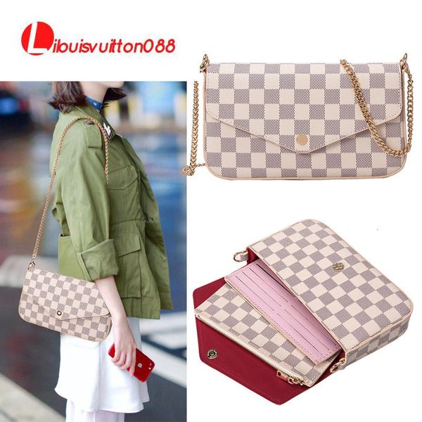 

ladies designer handbags messenger bag women's white check small square 2021 leisure three piece set combined single shoulder in one ch