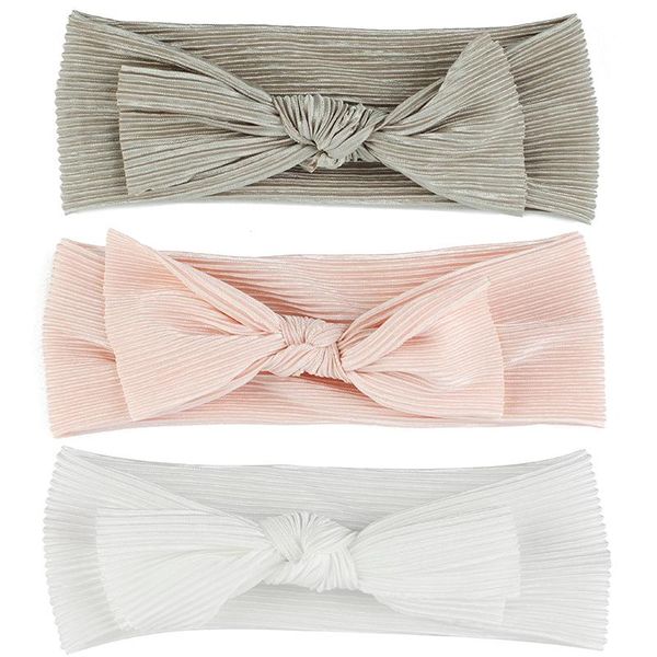 

hair accessories colorful handmade headwear toddler headband ribbon elastic baby headdress bow knot kids band girl solid, Slivery;white