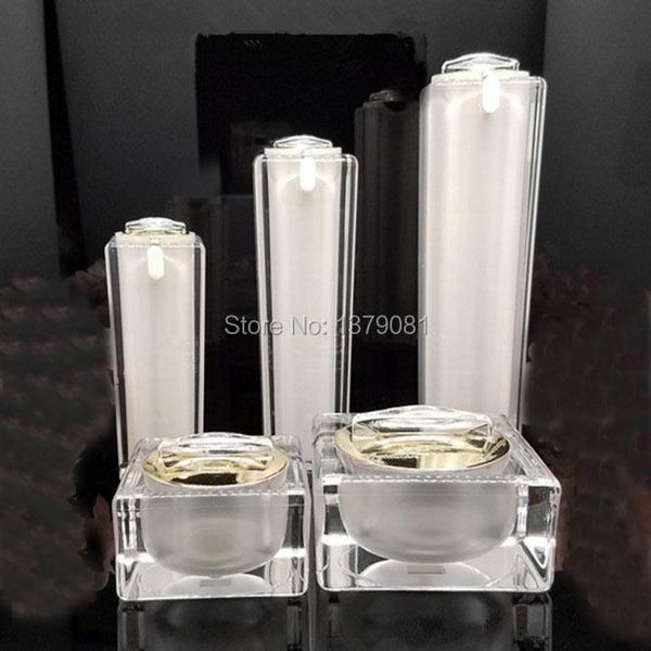 

storage bottles & jars 10ml,30ml 50ml,100ml white acrylic cream jar empty cosmetic bottle container square lotion pump